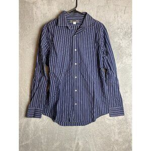 Banana Republic Mens Medium 15-15 1/2 Blue Striped Button Front Shirt